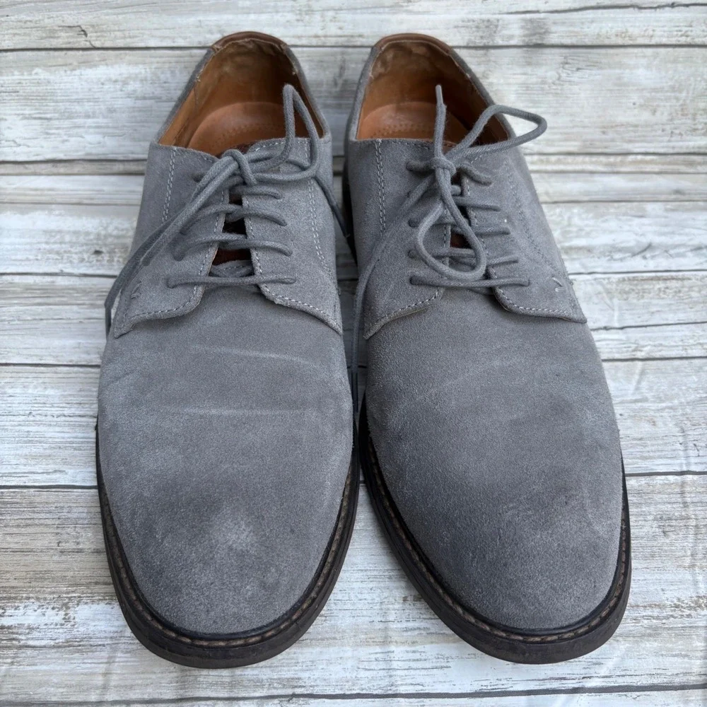 Vionic Graham Derby Shoes Men 11 Grey Suede Lace Up Oxford Orthotic Comfort